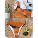 Orange Snake Print One Shoulder Bikini Top