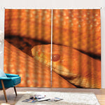 Orange Snake Print Pencil Pleat Curtains