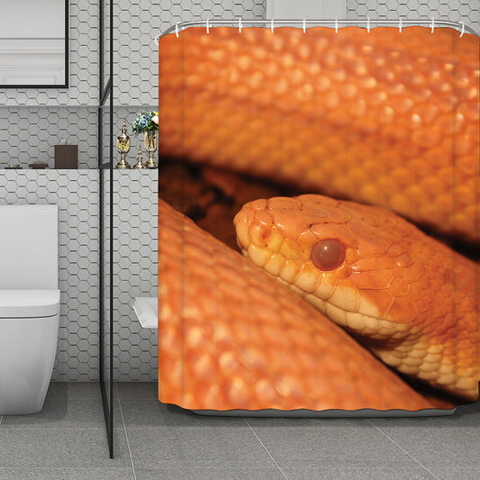 Orange Snake Print Polyester Shower Curtain