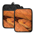Orange Snake Print Pot Holders With Pocket