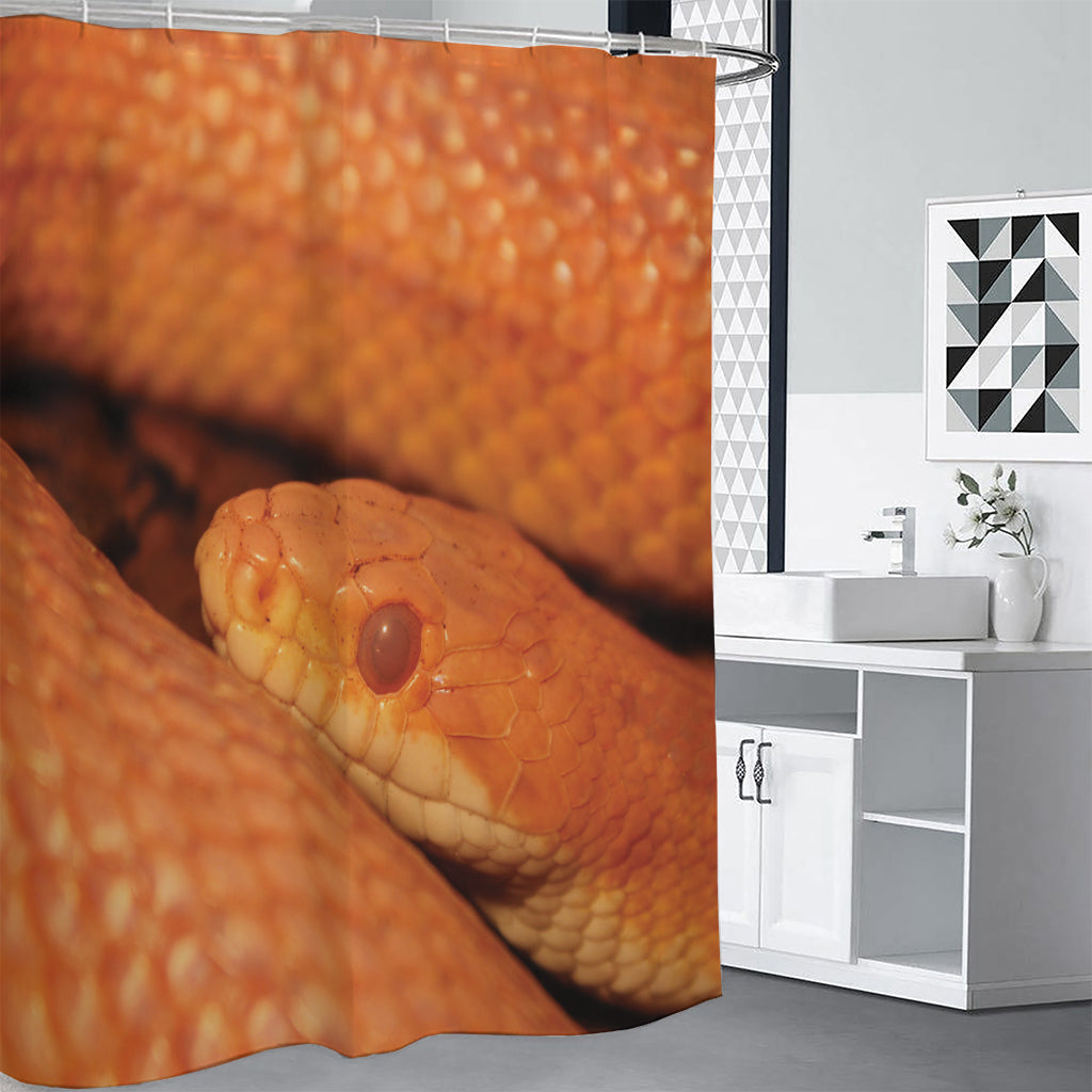 Orange Snake Print Premium Shower Curtain