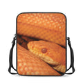 Orange Snake Print Rectangular Crossbody Bag