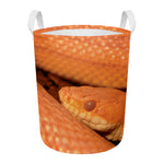 Orange Snake Print Round Laundry Basket