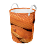 Orange Snake Print Round Laundry Basket