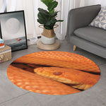 Orange Snake Print Round Rug