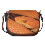 Orange Snake Print Saddle Bag