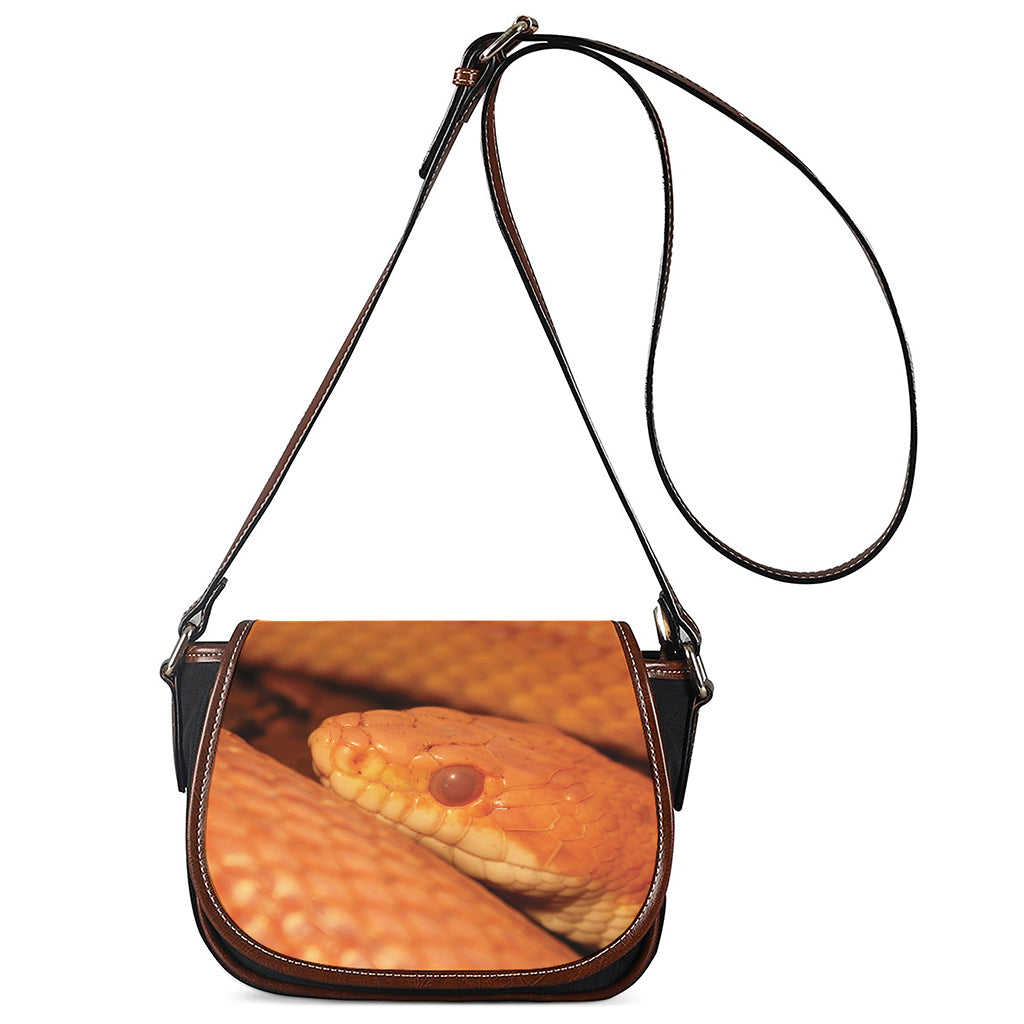 Orange Snake Print Saddle Bag