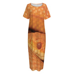 Orange Snake Print Short Sleeve Long Nightdress