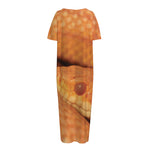 Orange Snake Print Short Sleeve Long Nightdress