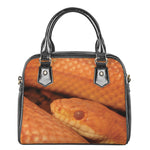 Orange Snake Print Shoulder Handbag
