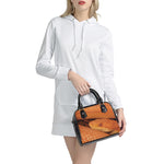Orange Snake Print Shoulder Handbag