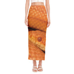 Orange Snake Print Side Slit Maxi Skirt