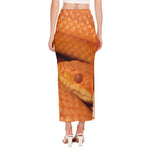 Orange Snake Print Side Slit Maxi Skirt