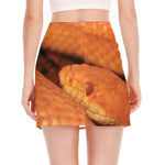Orange Snake Print Side Slit Mini Skirt