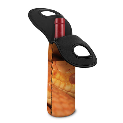 Orange Snake Print Single Neoprene Wine Tote