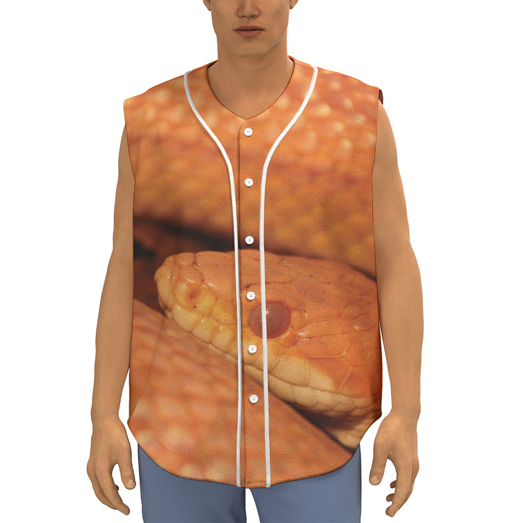Orange Snake Print Sleeveless Baseball Jersey
