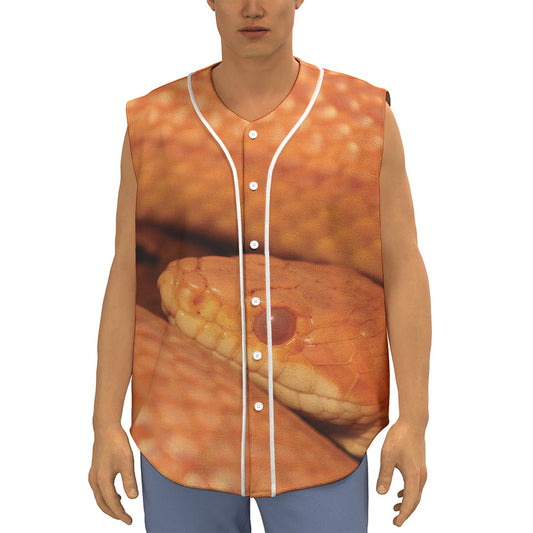 Orange Snake Print Sleeveless Baseball Jersey