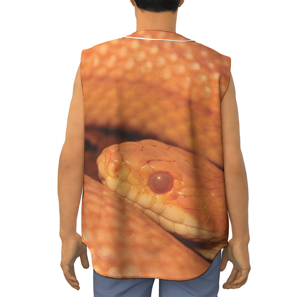 Orange Snake Print Sleeveless Baseball Jersey