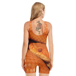 Orange Snake Print Sleeveless One Piece Swimsuit