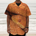 Orange Snake Print Textured Short Sleeve Shirt