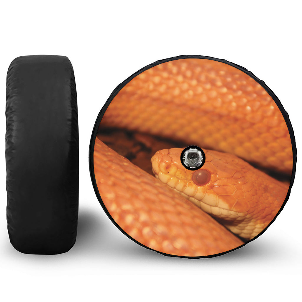 Orange Snake Print Tire Cover With Camera Hole