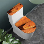 Orange Snake Print Toilet Lid And Tank Cover Set