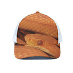 Orange Snake Print White Mesh Trucker Cap