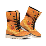 Orange Snake Print Winter Boots