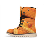 Orange Snake Print Winter Boots