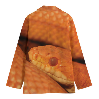 Orange Snake Print Women's Blazer