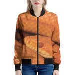 Orange Snake Print Women's Bomber Jacket