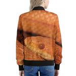 Orange Snake Print Women's Bomber Jacket
