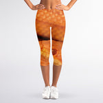 Orange Snake Print Women's Capri Leggings