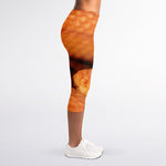 Orange Snake Print Women's Capri Leggings