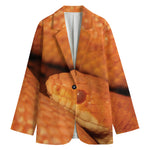 Orange Snake Print Women's Cotton Blazer