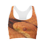 Orange Snake Print Women's Sports Bra