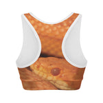 Orange Snake Print Women's Sports Bra