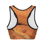 Orange Snake Print Women's Sports Bra