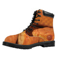 Orange Snake Print Padded Collar Lace Up Boots