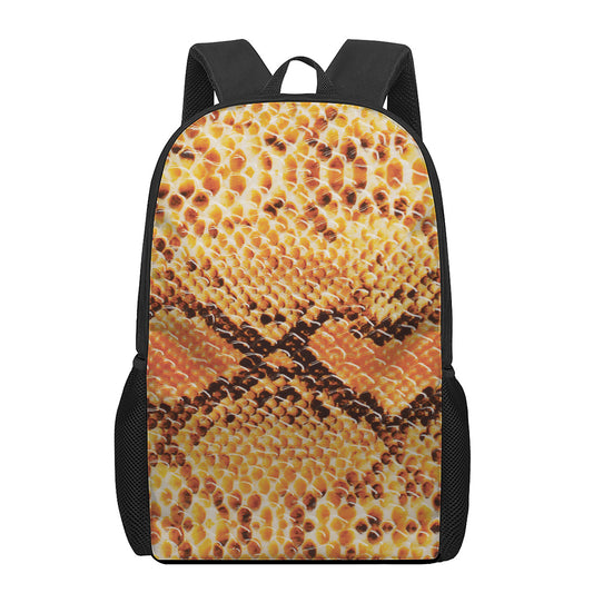 Orange Snakeskin Print 17 Inch Backpack
