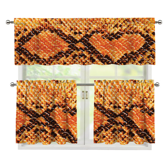 Orange Snakeskin Print 3 Piece Kitchen Curtains