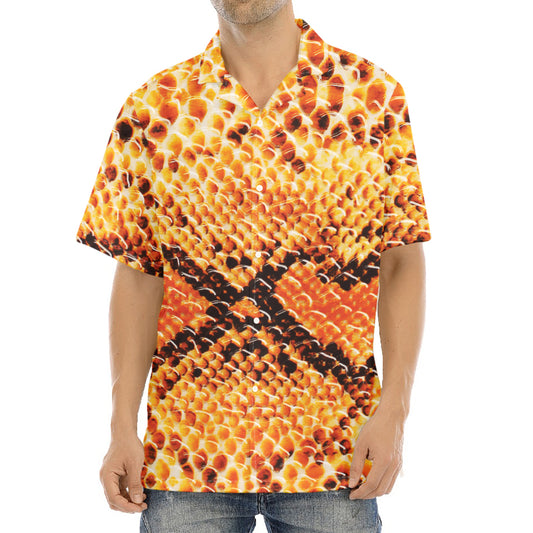 Orange Snakeskin Print Aloha Shirt