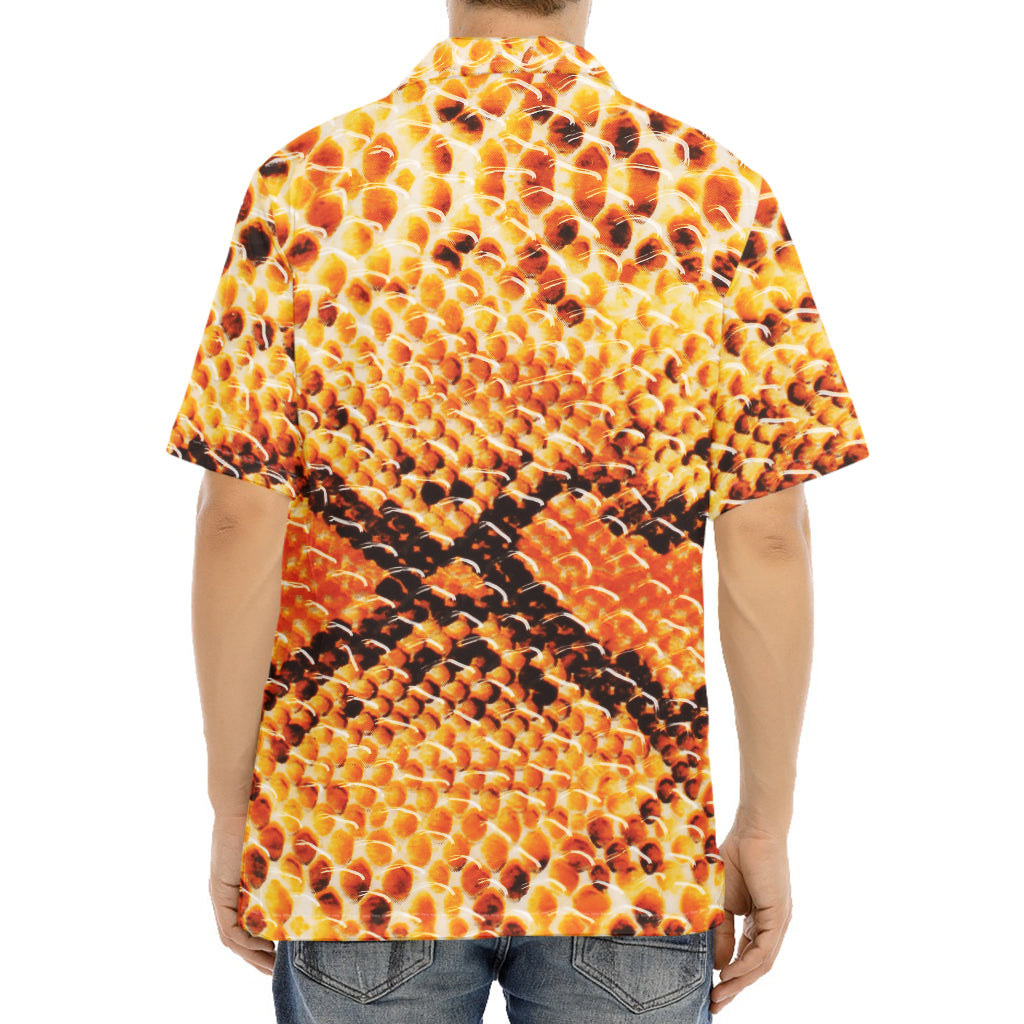 Orange Snakeskin Print Aloha Shirt