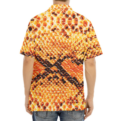 Orange Snakeskin Print Aloha Shirt