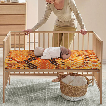 Orange Snakeskin Print Baby Crib Sheet