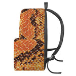 Orange Snakeskin Print Backpack