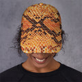 Orange Snakeskin Print Baseball Cap