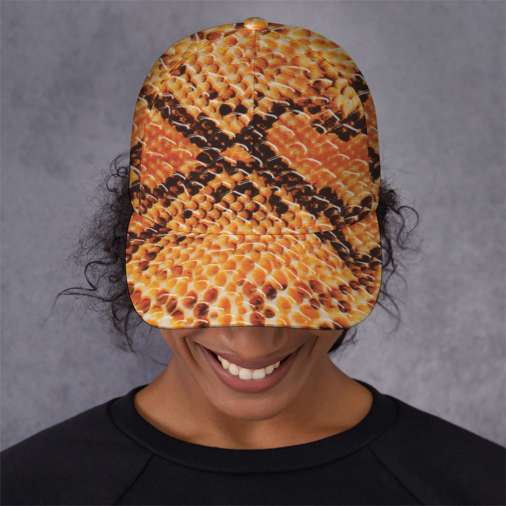 Orange Snakeskin Print Baseball Cap