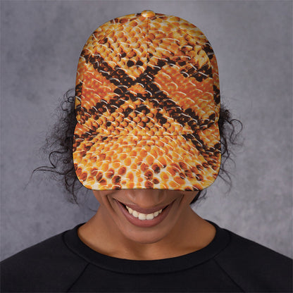 Orange Snakeskin Print Baseball Cap