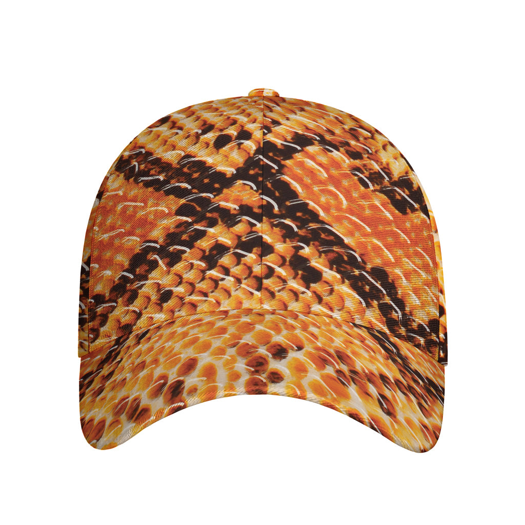 Orange Snakeskin Print Baseball Cap